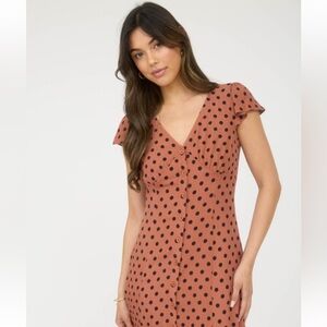 Polka Dot Button Down Midi Dress NWT